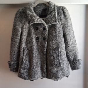 Zara Basic Wool Blend Peacoat Small Satn Lined Flawed As Is
